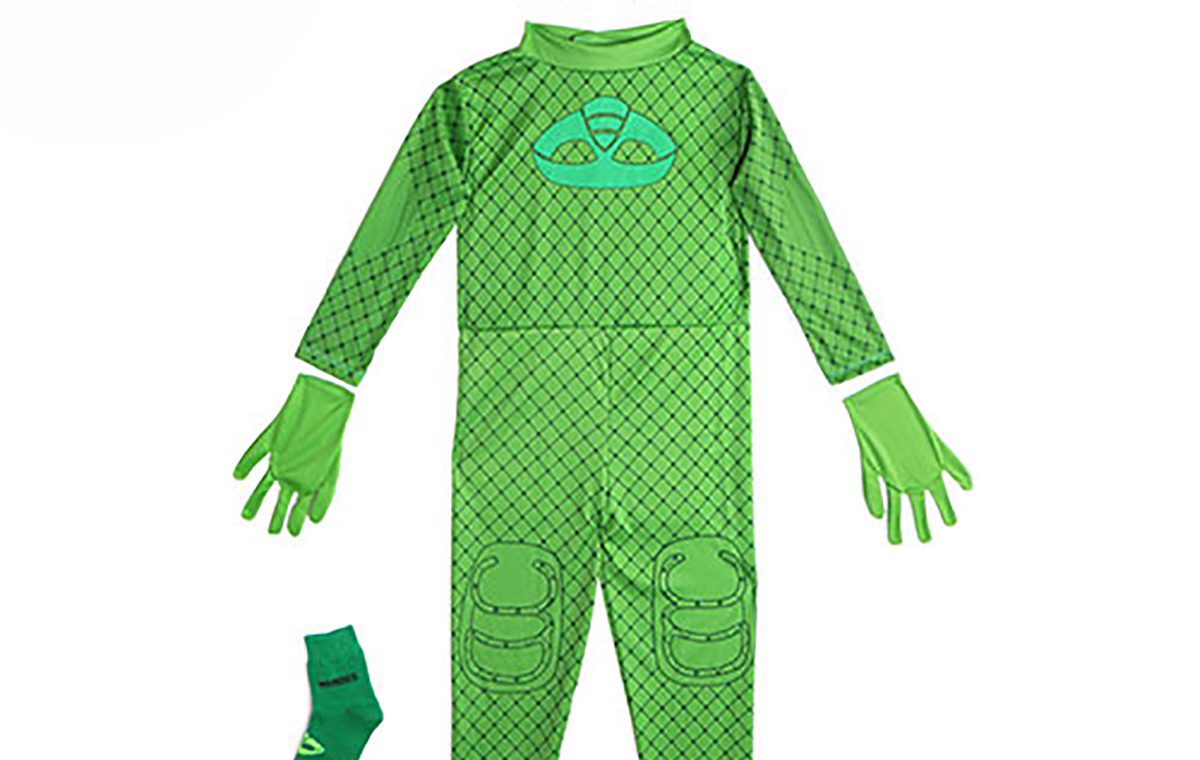 لباس، نقاب، دستکش و جوراب شخصیت gekko لباس سبز pjmask
