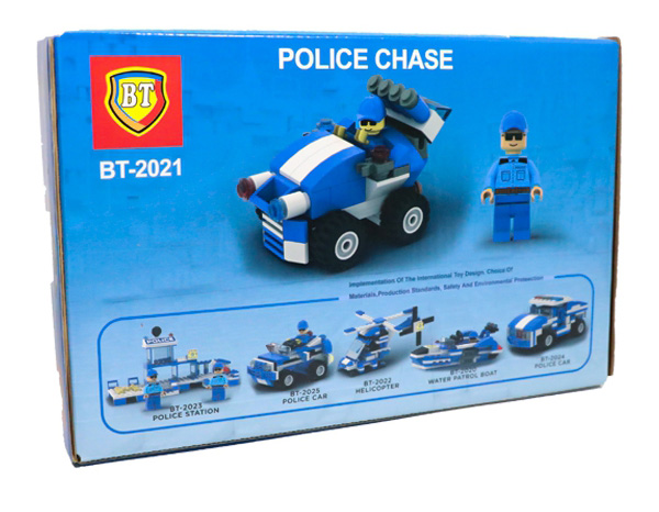 پشت جعبه لگوی ساختنی ماشین پلیس موشک انداز مدل bt2021